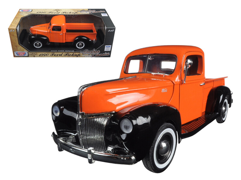 1940 Ford Pickup Truck Orange \"Timeless Classics\" 1/18 Diecast Model Car by Motormax