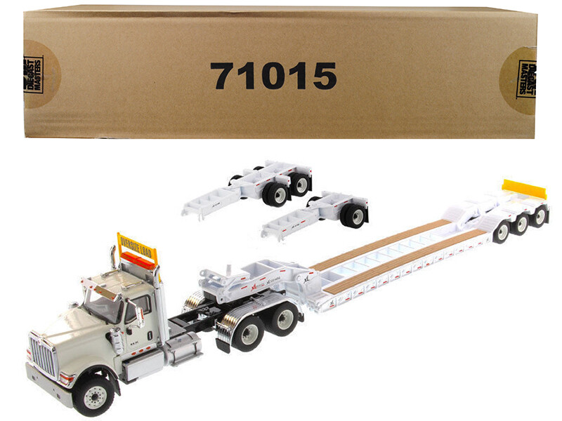 International HX520 Tandem Tractor White with XL 120 Lowboy Trailer 1/50 Diecast Model by Diecast Masters