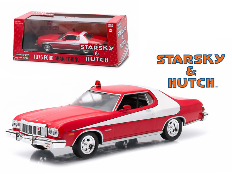 1976 Ford Gran Torino Red with White Stripe \"Starsky and Hutch\" (1975-1979) TV Series 1/43 Diecast Model Car by Greenlight