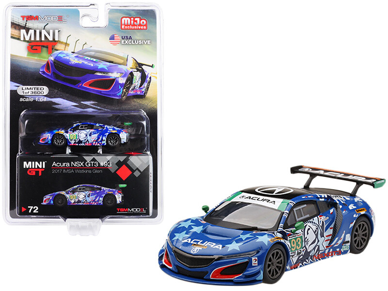 Acura NSX GT3 #93 \"Statue of Liberty\" 2017 IMSA Watkins Glen Limited Edition to 3600 pieces Worldwide 1/64 Diecast Model Car by True Scale Miniatures