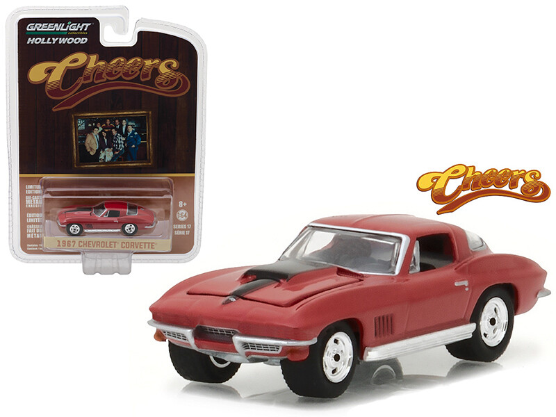 1967 Chevrolet Corvette Stingray Red with Black Stripe \"Cheers\" (1982-1993) TV Series \"Hollywood Series\" Release 17 1/64 Diecast Model Car by Greenlight