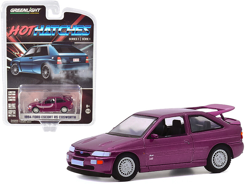 1994 Ford Escort RS Cosworth Monte Carlo Special Edition Jewel Violet Metallic \"Hot Hatches\" Series 1 1/64 Diecast Model Car by Greenlight