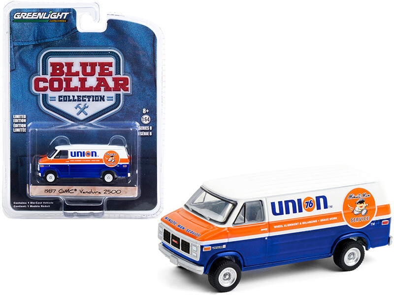 1987 GMC Vandura 2500 Van \"Union 76 Minute Man Service\" Blue and White with Orange Stripe \"Blue Collar Collection\" Series 8 1/64 Diecast Model Car by Greenlight