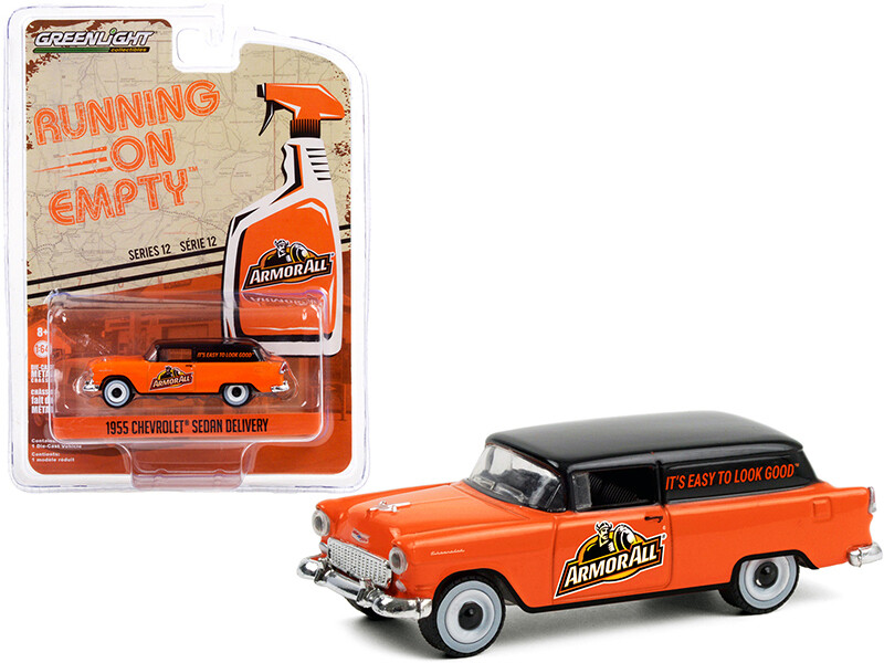 1955 Chevrolet Sedan Delivery \"Armor All\" Orange with Black Top \"Running on Empty\" Series 12 1/64 Diecast Model Car by Greenlight
