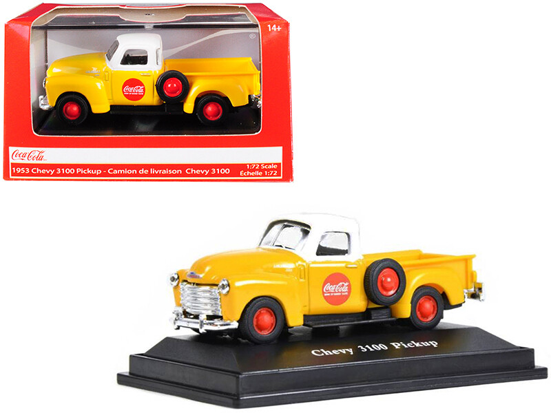 1953 Chevrolet 3100 Pickup Truck \"Coca-Cola\" Yellow with White Top 1/72 Diecast Model Car by Motorcity Classics