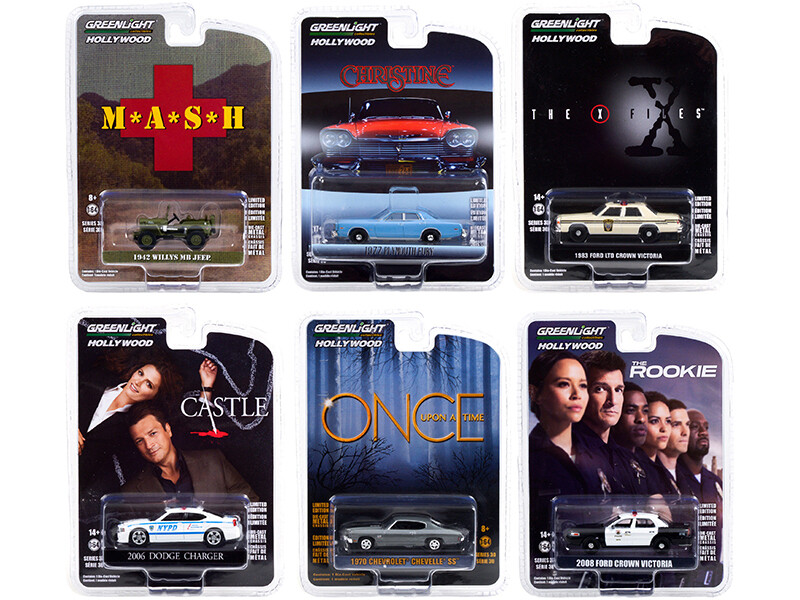 \"Hollywood Series\" Set of 6 pieces Release 30 1/64 Diecast Model Cars by Greenlight