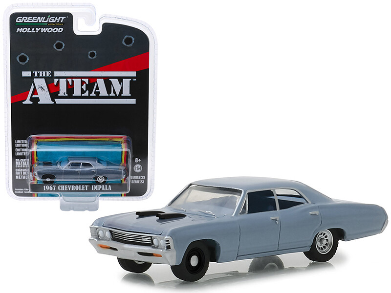 1967 Chevrolet Impala Silver Blue \"The A-Team\" (1983-1987) TV Series \"Hollywood Series\" Release 23 1/64 Diecast Model Car by Greenlight