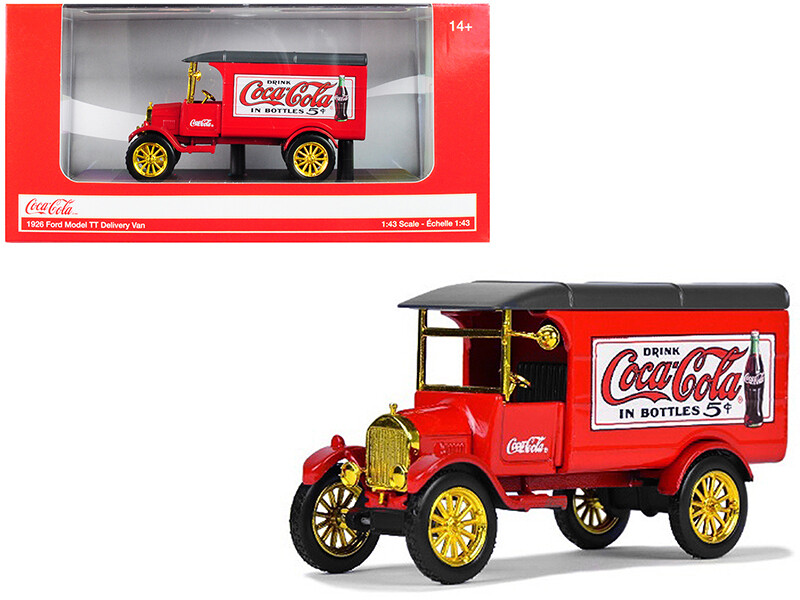 1926 Ford Model TT Delivery Van \"Coca-Cola\" Red with Gold Wheels 1/43 Diecast Model Car by Motorcity Classics
