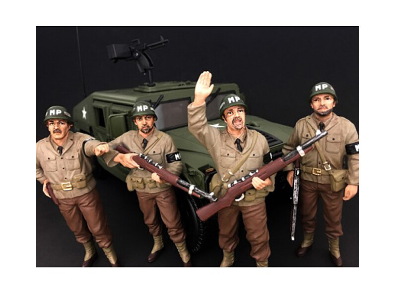 WWII Military Police 4 Piece Figure Set For 1_18 Scale Models by American Diorama