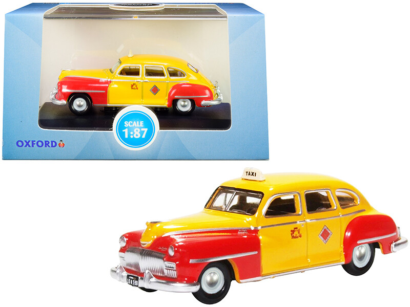 1946-1948 DeSoto Suburban Yellow and Red \"San Francisco Taxi\" \"The Godfather\" Movie 1/87 (HO) Scale Diecast Model Car by Oxford Diecast