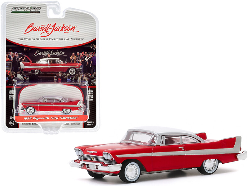 1958 Plymouth Fury \"Christine\" Red with White Top (Lot #2006) Barrett Jackson \"Scottsdale Edition\" Series 5 1/64 Diecast Model Car by Greenlight