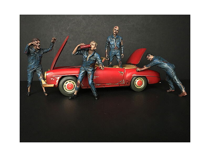 Zombie Mechanics 4 Piece Figurine Set \"Got Zombies??\" for 1/18 Scale Models by American Diorama