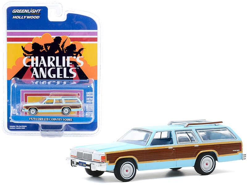 1979 Ford LTD Country Squire Light Blue with Wood Grain Paneling \"Charlie\'s Angels\" (1976-1981) TV Series \"Hollywood Series\" Release 29 1/64 Diecast Model Car by Greenlight