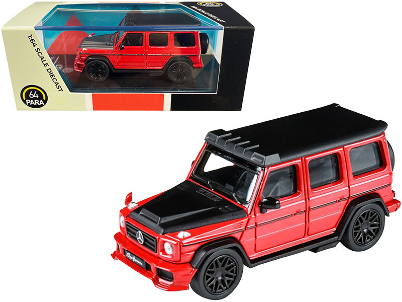Mercedes AMG G63 Liberty Walk Wagon Red with Black Hood and Top 1/64 Diecast Model Car by Paragon