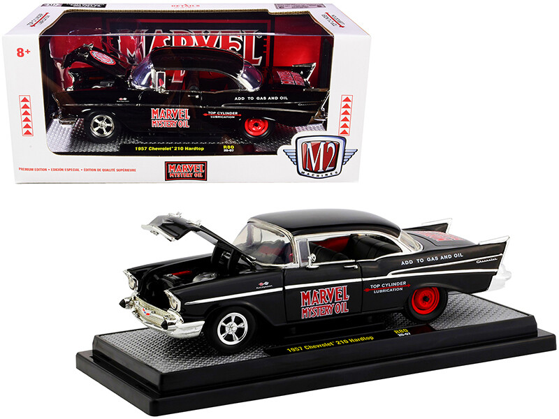1957 Chevrolet 210 Hardtop \"Marvel Mystery Oil\" Black Limited Edition to 7000 pieces Worldwide 1/24 Diecast Model Car by M2 Machines