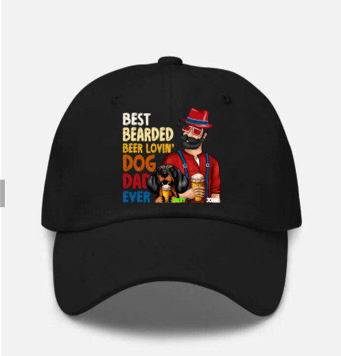 Best Bearded Beer Lovin’ Dog Dad Ever Personalized Hat Black