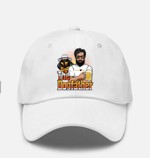 I Am The Dogfather Personalized Hat White