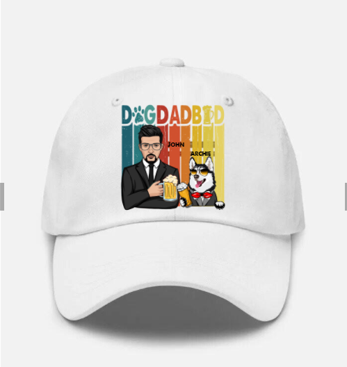 Dog Dad Bod Personalized Hat White