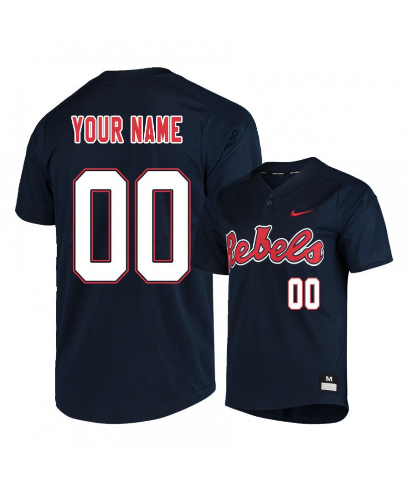 Ole Miss Rebels Black Custom Name and Number College Baseball Jersey