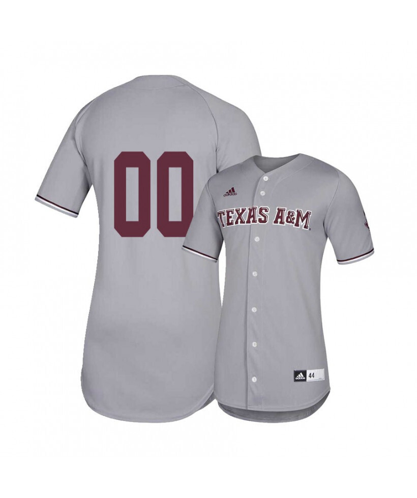 Texas A and M Aggies Gray Custom Name Number Baseball Jersey
