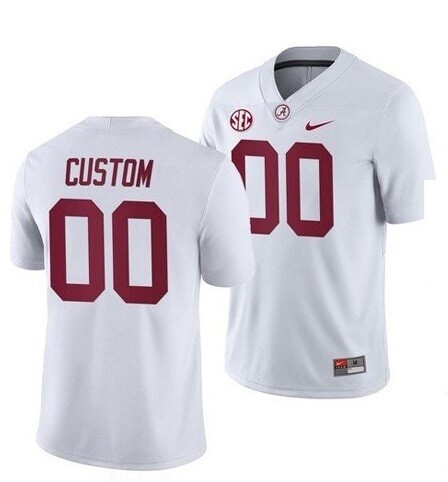 Alabama Crimson Tide Custom Name and Number College Football White Jersey