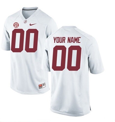 Alabama Crimson Tide Custom Name and Number College Football Jersey White