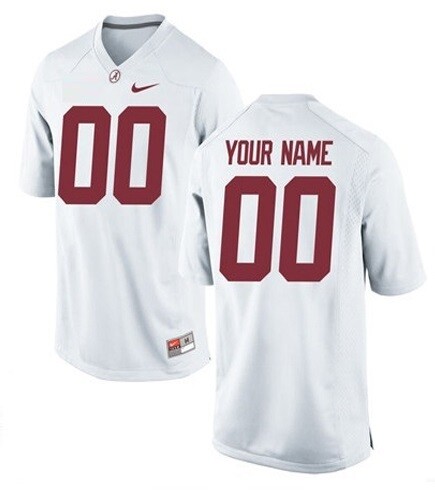 Alabama Crimson Tide Custom Name and Number Football Jersey White