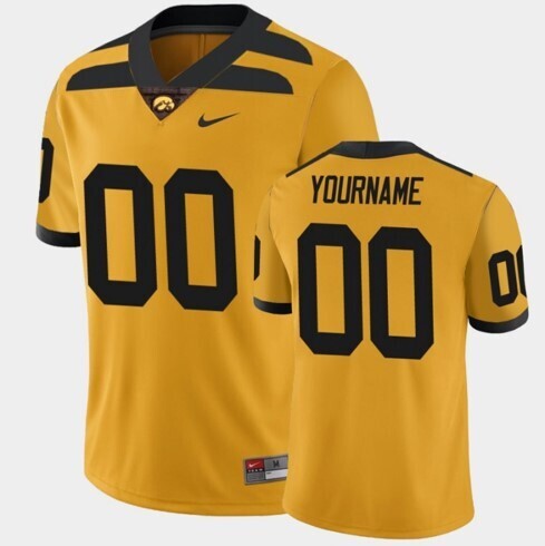 Iowa Hawkeyes Custom Name and Number Gold College Football Alternate Game Jersey