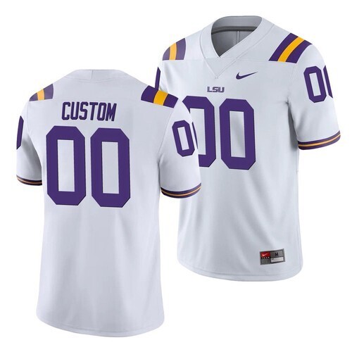 LSU Tigers Custom Name and Number NCAA Football Jerseys White