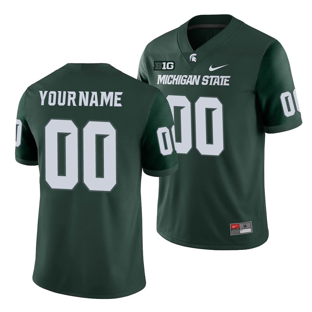Michigan State Spartans Custom Name and Number Football Jersey Green