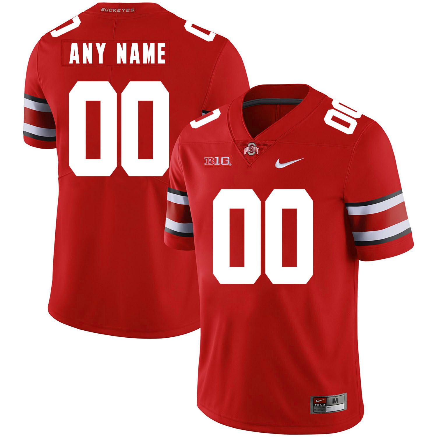 Ohio State Buckeyes Custom Name and Number Football Jersey Big Patch Red