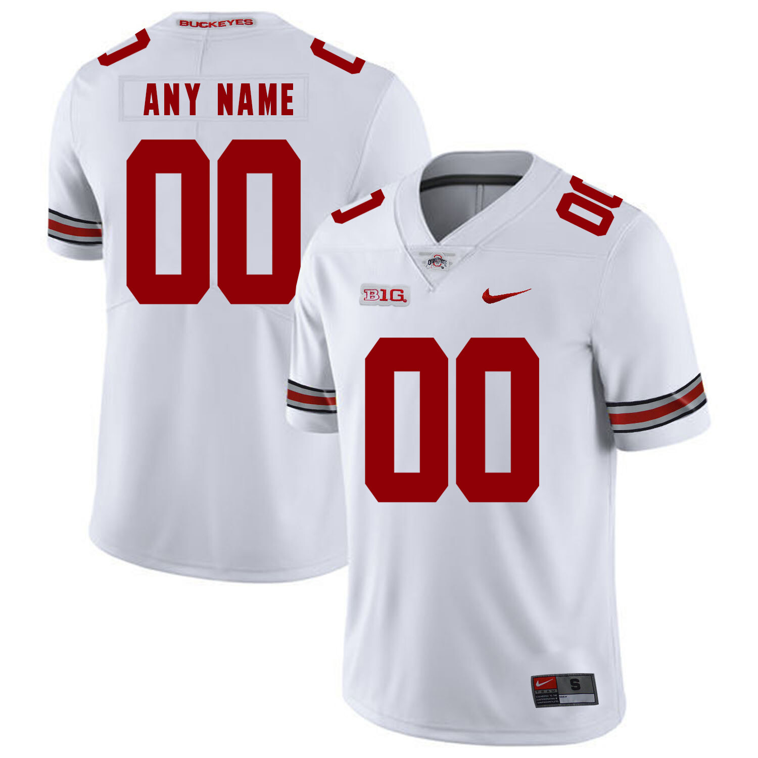 Ohio State Buckeyes Custom Name and Number Football Jersey Big Patch White