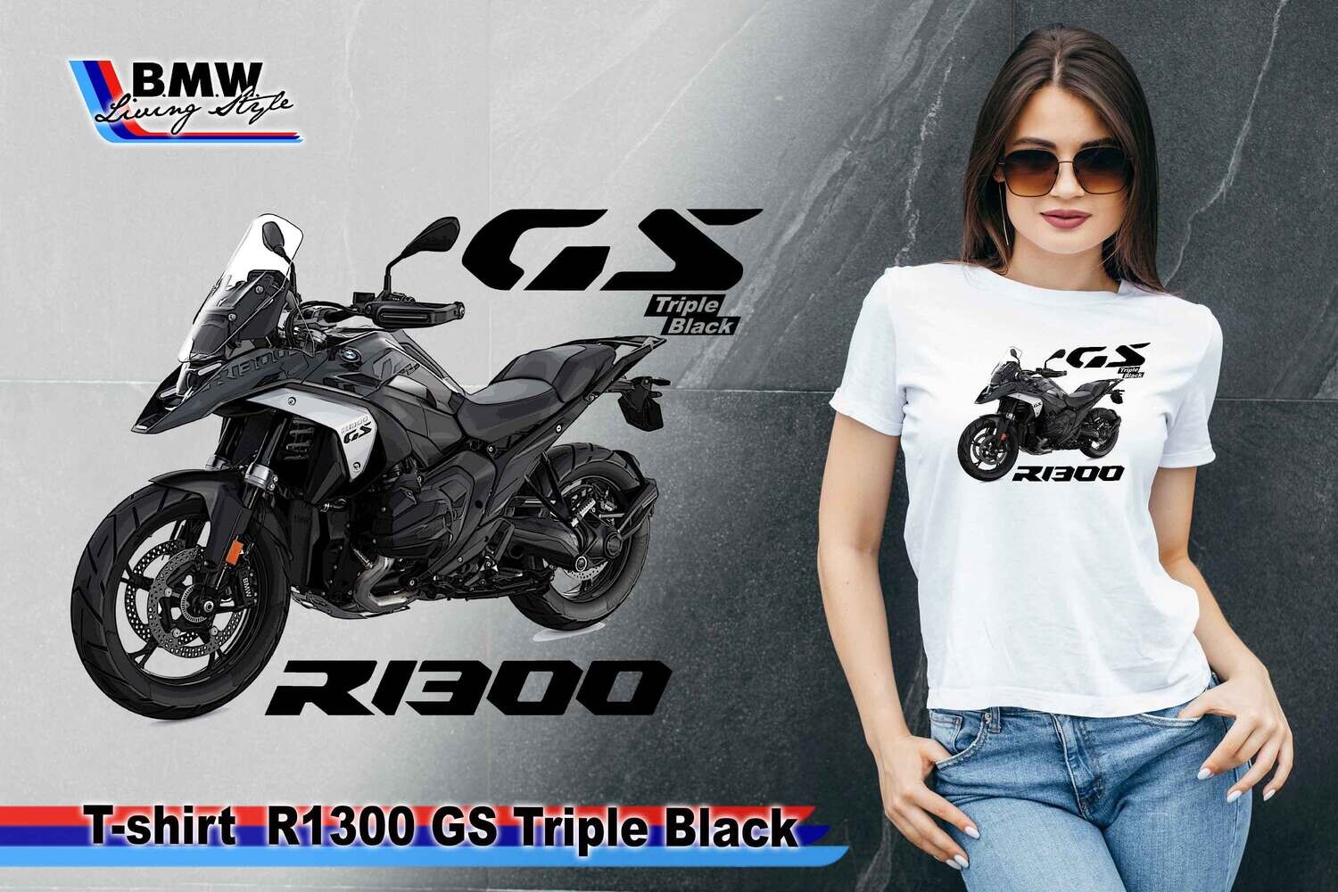 T-Shirt R1300 GS STD TRIPLE BLACK