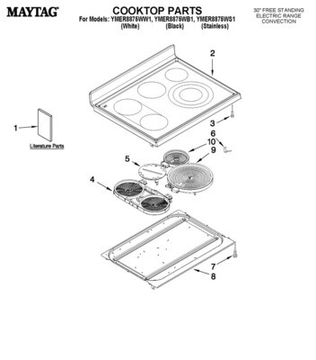 Part# W10289901 - GLASS COOKTOP ASSEMBLY Part# W10289901 - GLASS COOKTOP ASSEMBLY