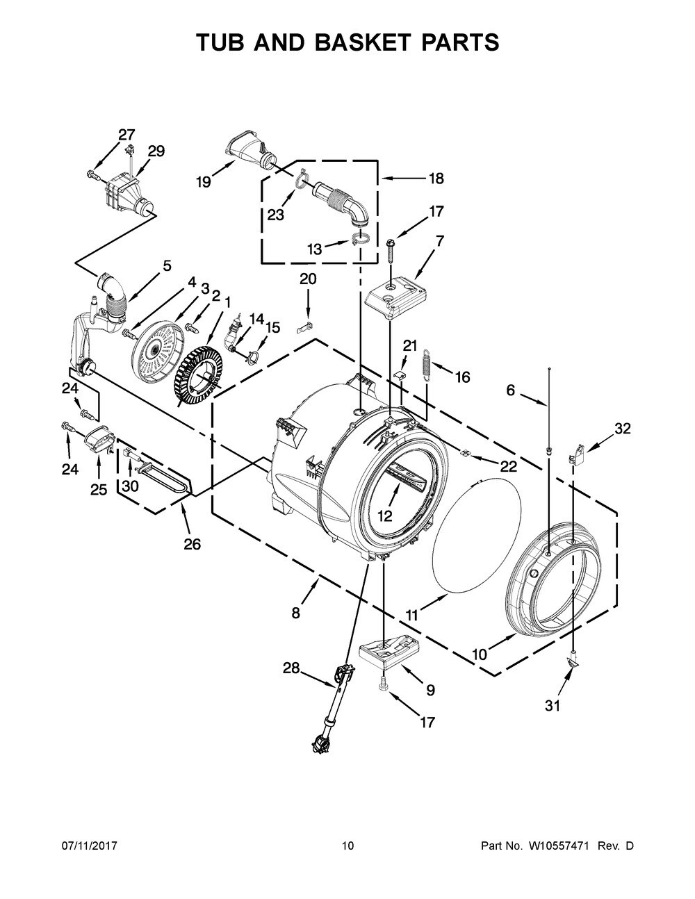 Part# WPW10450389 - TUB-OUTER Part# WPW10450389 - TUB-OUTER