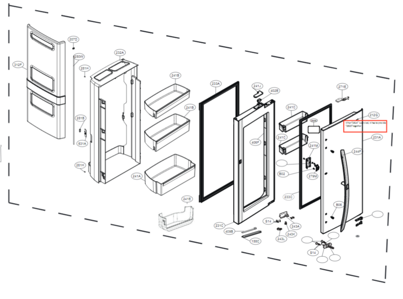 Part# ADD74296814 - Door Assembly, Stainless Part# ADD74296814 - Door Assembly, Stainless