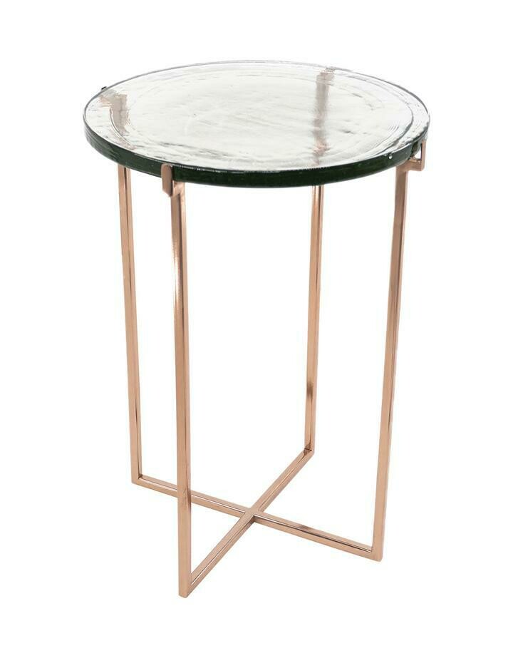 Glass Side Table- Rose Gold