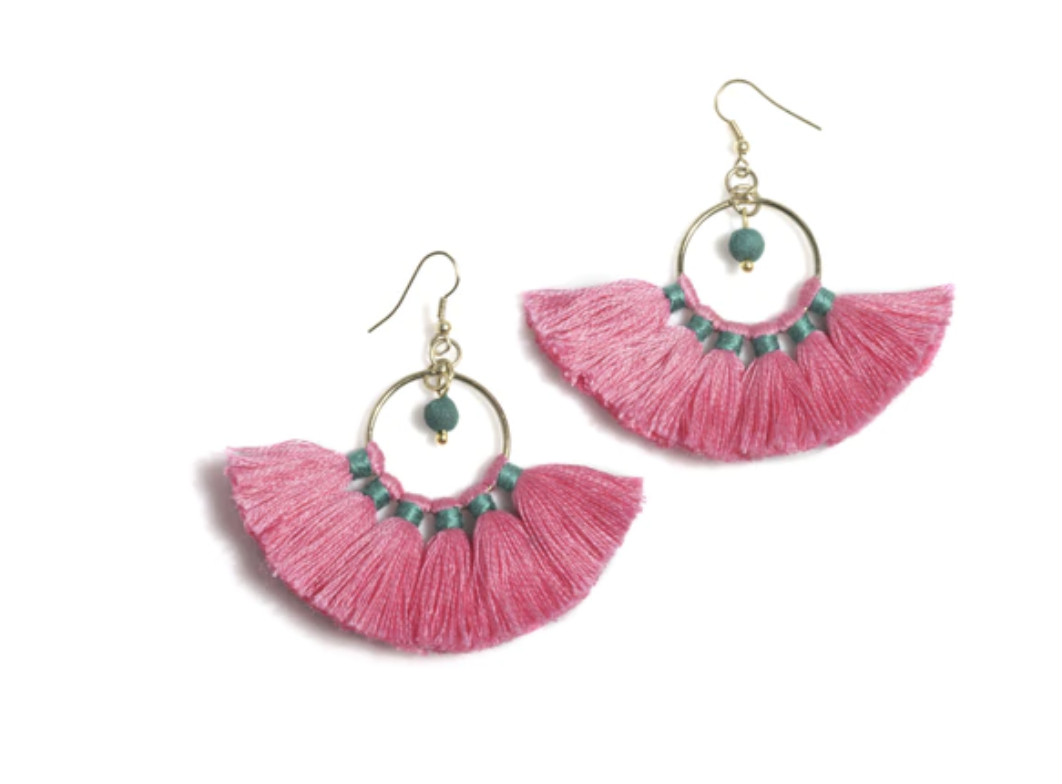 Sonya Fringe Earrings- Pink