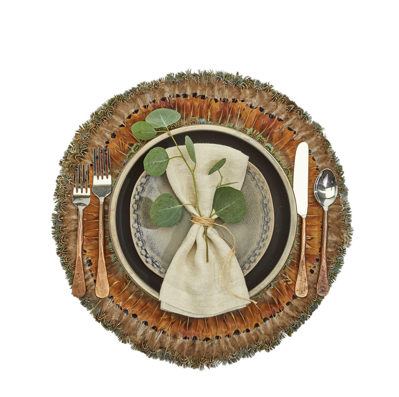 Pheasant Feather Placemat S/2