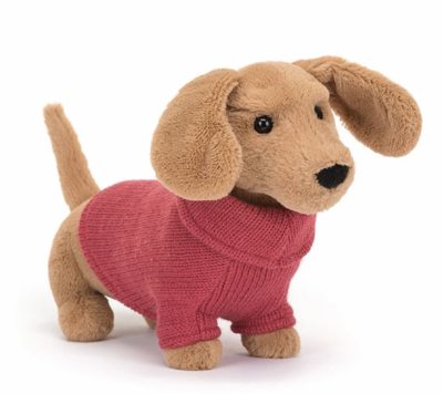 Jellycat Sweater Sausage Dog- Pink