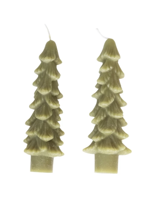 Tree Candles S/2- Green