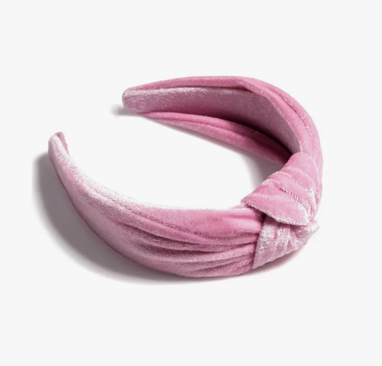 Knotted Velvet Headband- Blush