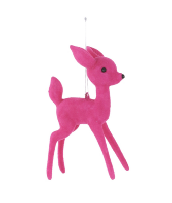 Flocked Deer- Pink