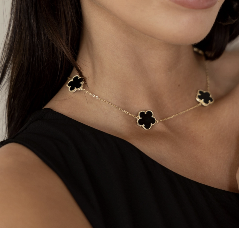 Clover Necklace- Onyx