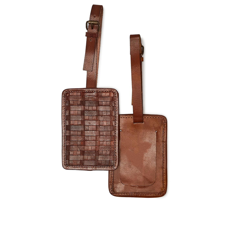 Woven Leather Luggage Tag