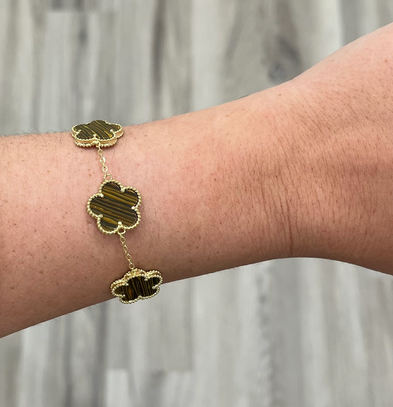 Clover Bracelet- Tiger Eye