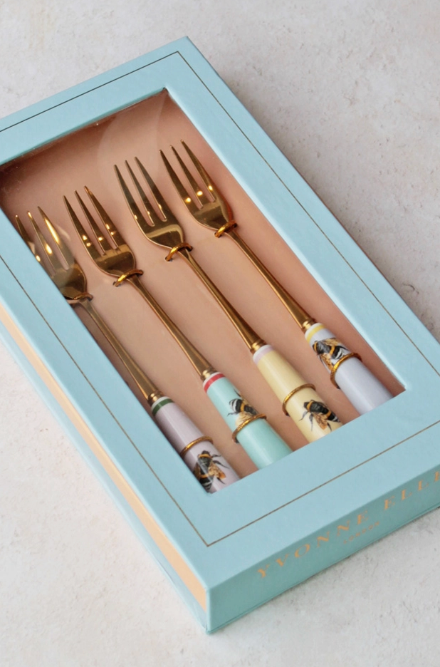 Bee Canape Forks S/4