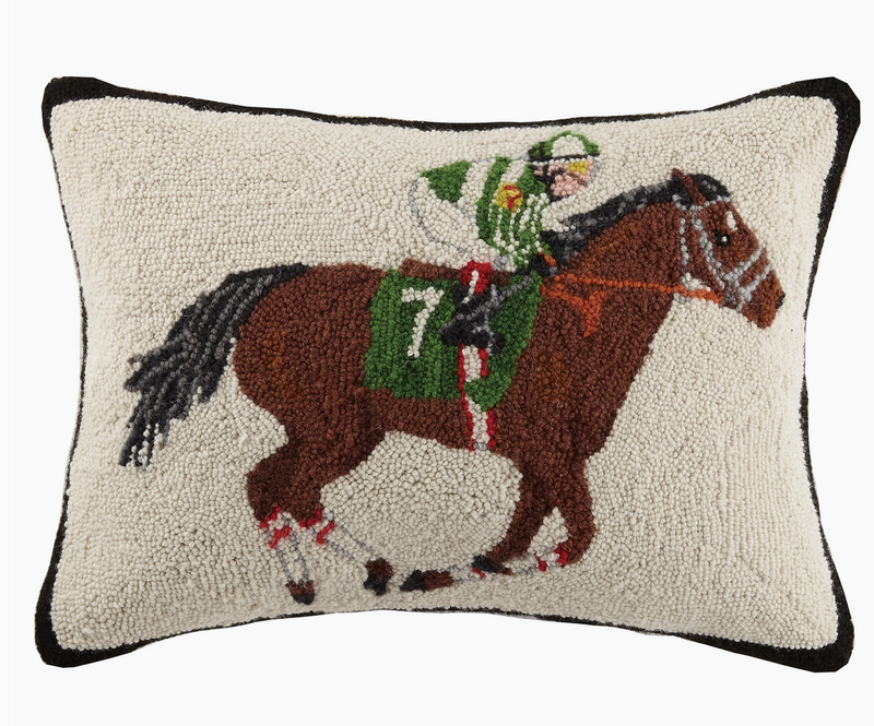 Equestrian Racer Hooked Pillow