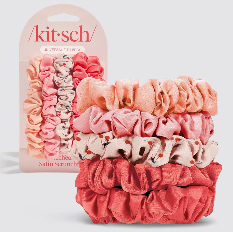Satin Hair Ties- Cherry