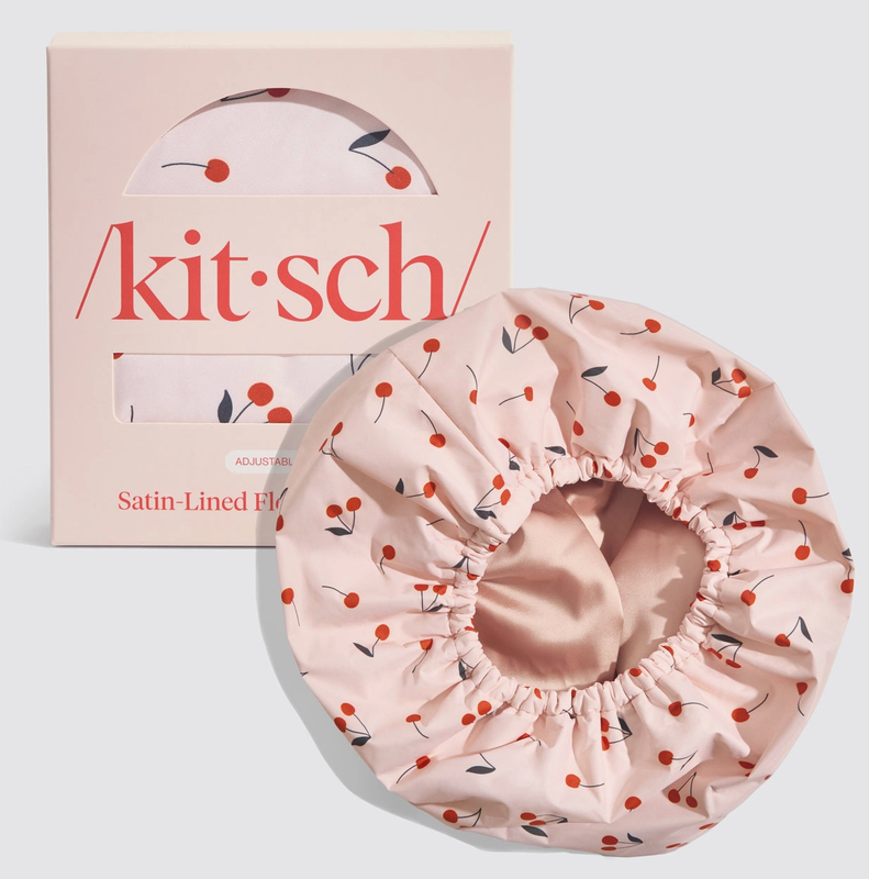 Satin Lined Shower Cap- Cherry